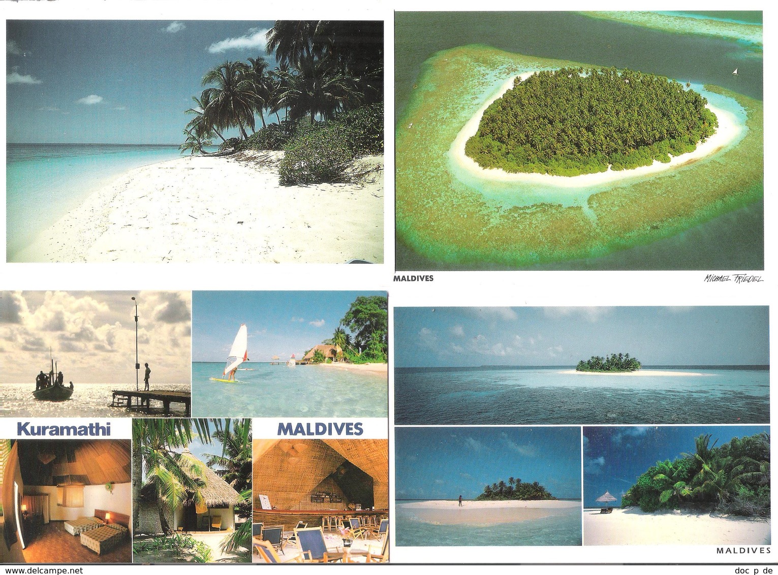 Maldiven - Maldives - 4 Cards - Islands Views - Kuramathi - Male Atoll - Nice Stamps - Maldiven