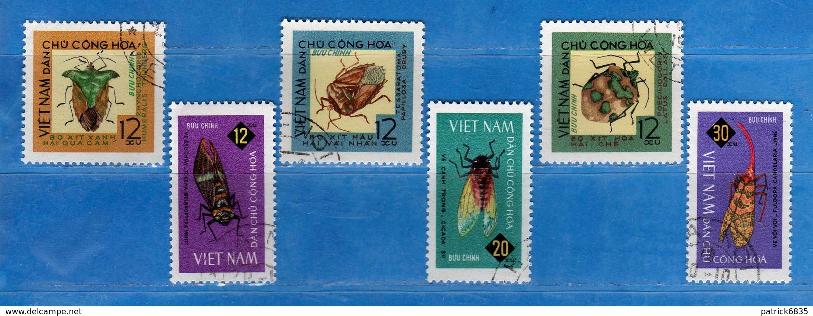 (1Us) VIETNAM Du NORD °-1965 - INSECTS . Yvert. 451 à 456. Série Oblitéré.  Vedi Descrizione. - Vietnam