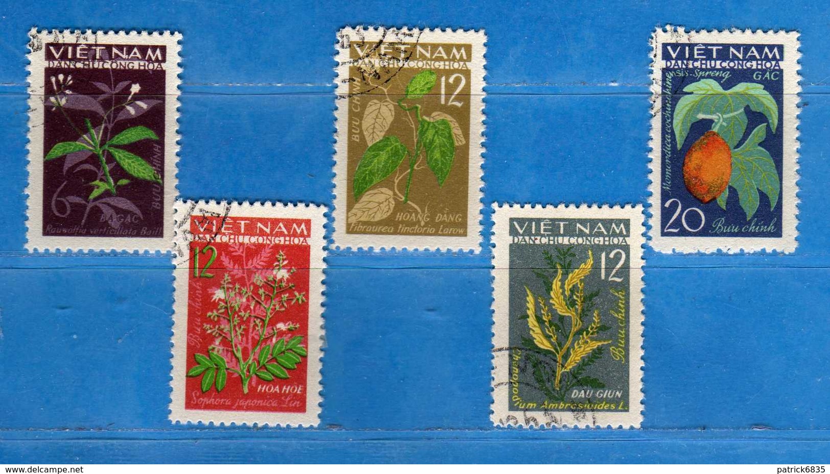 (1Us) VIETNAM Du NORD °-1963 - Plantes Médicinales . Yvert. 349 à 353. Série Oblitéré.  Vedi Descrizione. - Vietnam