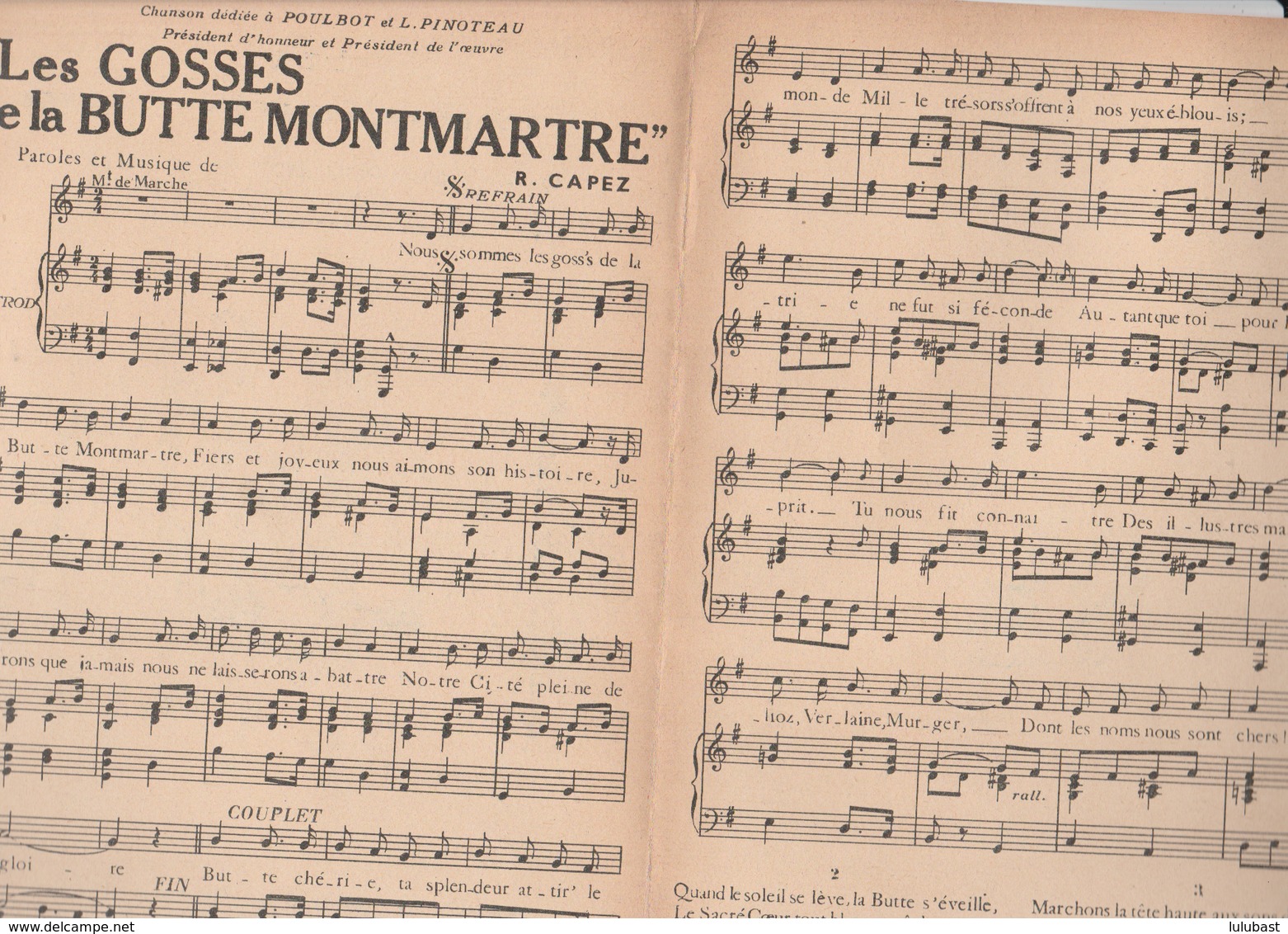 Rare Chanson Illustrée Par Deux Dessins De POULBOT Pour "Les Gosses De La Butte Montmartre". (pour Collectionneurs). - Partitions Musicales Anciennes