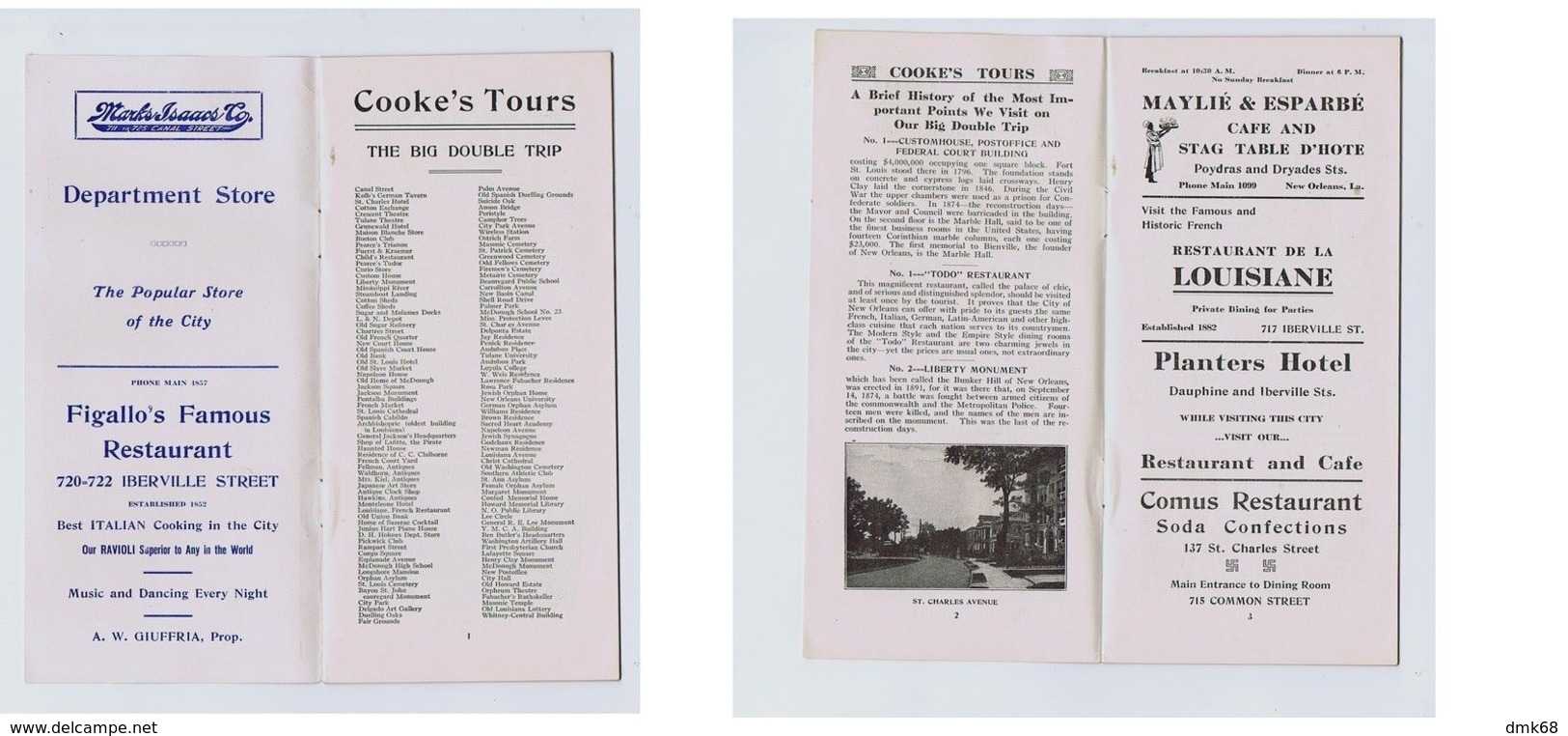 NEW ORLEANS - ORIGINAL COOKeS TOUR OF THE CITY - OLD BROCHURE - 1910s - Reiseprospekte