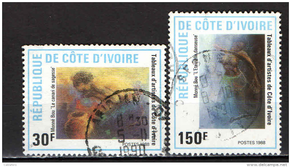 COSTA D'AVORIO - 1988 - DIPINTI DI ARTISTI IVORIANI - USATI - Costa D'Avorio (1960-...)