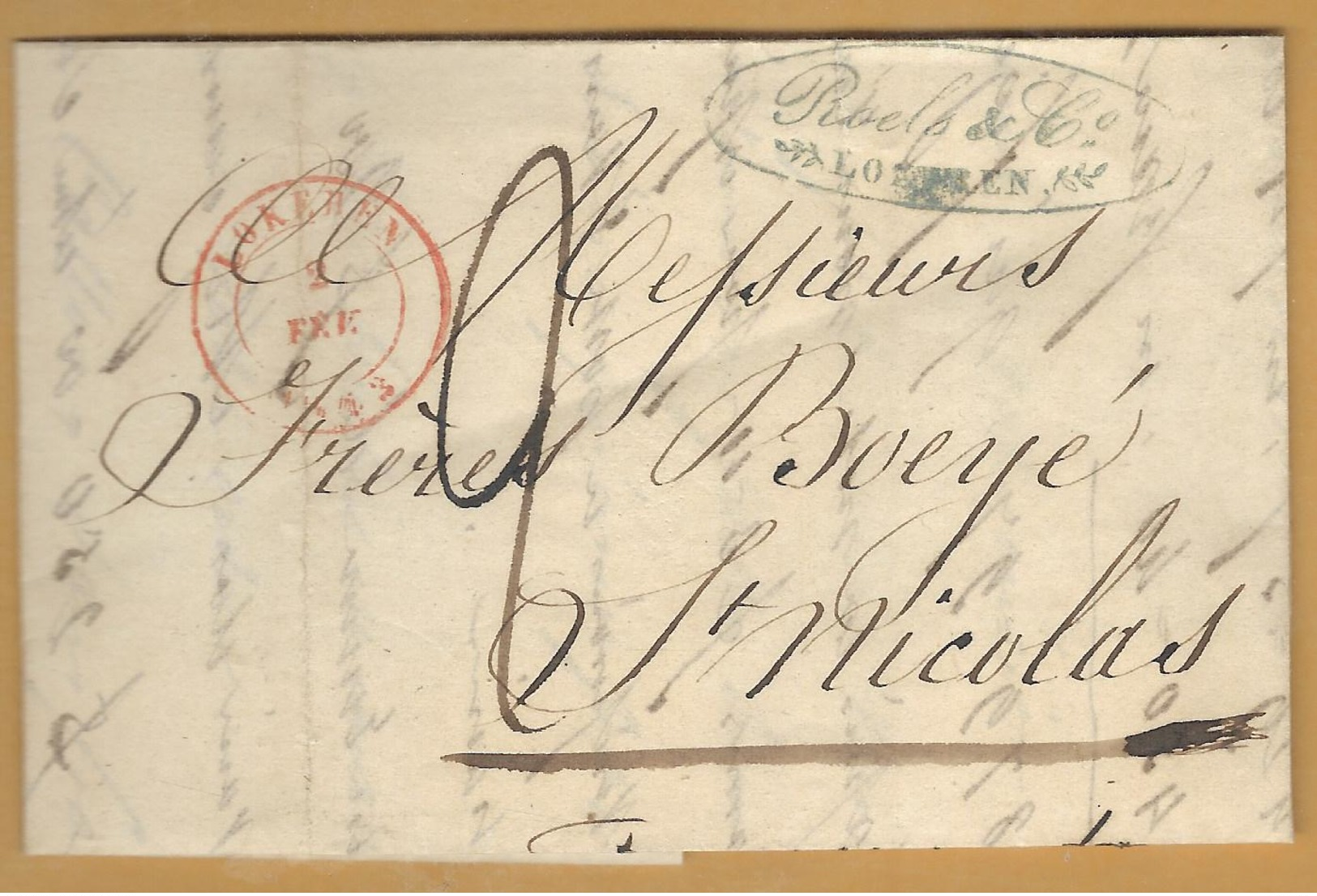 _6Rv-956: Volledige Brief: 115 Mm X 73 Mm: LOKEREN 2 FEV. 1843 > ST. NICOLAS - 1830-1849 (Independent Belgium)