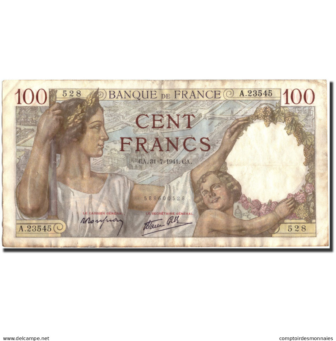 France, 100 Francs, 100 F 1939-1942 ''Sully'', 1941, 1941-07-31, TB - 100 F 1939-1942 ''Sully''