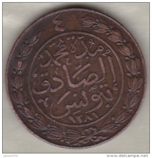 Tunisie Tunis . 4 Kharub AH 1281 .Sultan Abdul Aziz Et Muhammad III .KM# 158 - Tunisie