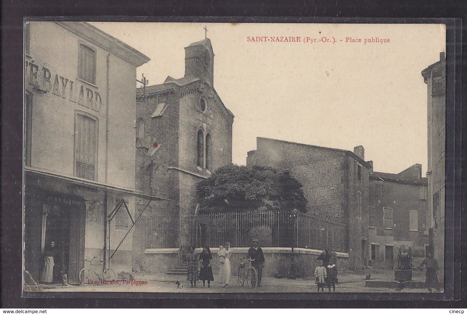 CPA 66 - SAINT-NAZAIRE - Place Publique - TB PLAN CENTRE VILLAGE TB ANIMATION Devanture Café Baylard + TB Verso 1914 - Autres & Non Classés