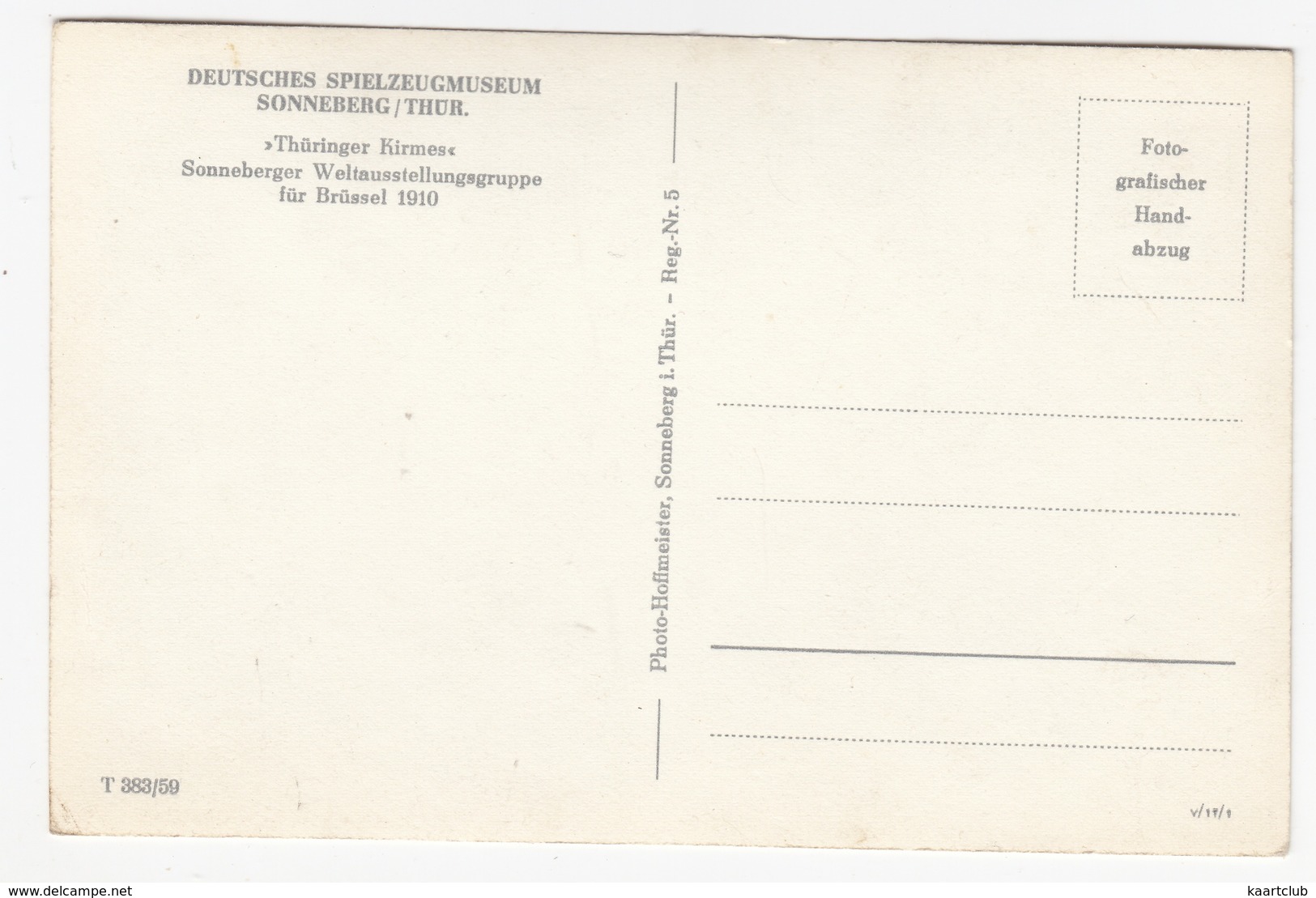 Sonneberg - 'Thüringer Kirmes' - Weltausstellungsgruppe Für Brussel 1910 - Deutsches Spielzeugmuseum  - (DDR) - Sonneberg