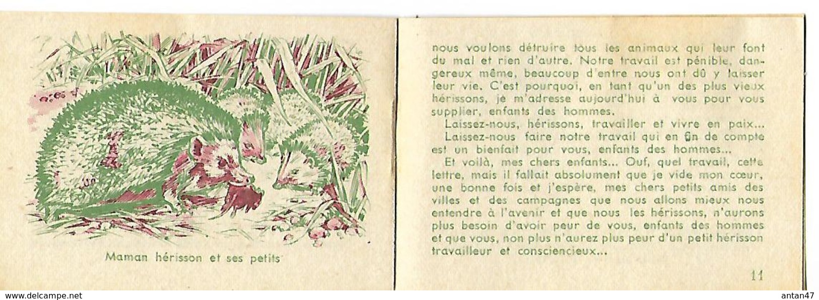 Livret Biscottes JOSEPH MILLIAT / Collection Miniature 16 Pages /  UN HERISSON RACONTE / Série C N°5 - Otros & Sin Clasificación