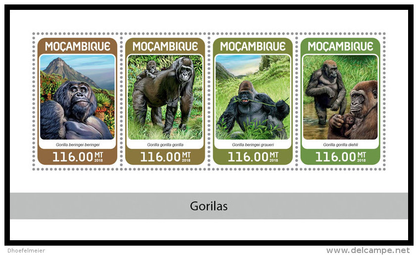 MOZAMBIQUE 2018 MNH** Gorillas Gorilas M/S - OFFICIAL ISSUE - DH1827 - Gorilles