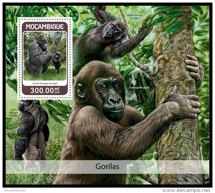 MOZAMBIQUE 2018 MNH** Gorillas Gorilas S/S - OFFICIAL ISSUE - DH1827 - Gorilles