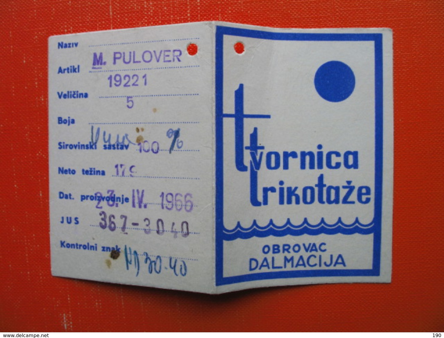 Tvornica Trikotaze OBROVAC-DALMACIJA - Seals Of Generality