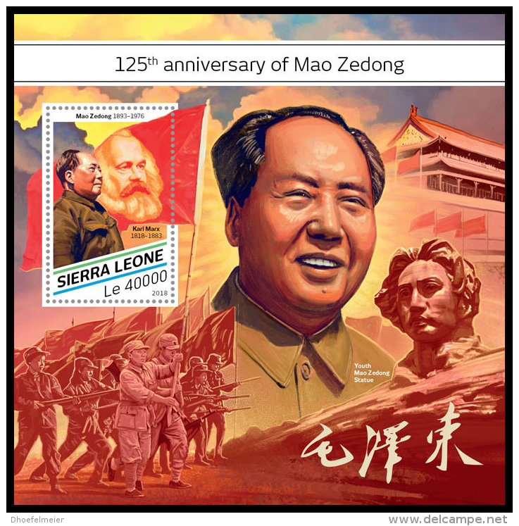 SIERRA LEONE 2018 MNH** Mao Zedong S/S - OFFICIAL ISSUE - DH1827 - Mao Tse-Tung