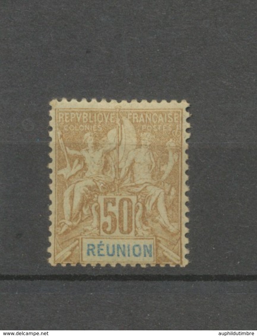 Colonies Réunion N°51 50c Bistre Brun Et Bleu Neuf * Cote 65€. N3200 - Neufs