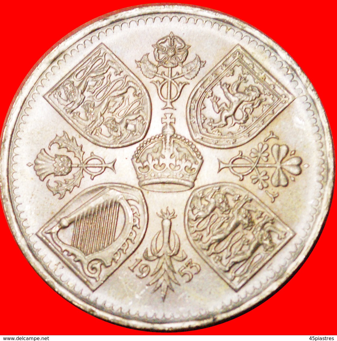 # CORONATION CROWN: GREAT BRITAIN ★ 5 SHILLINGS 1953 FIRST CROWN OF ELIZABETH II UNC MINT LUSTER★LOW START ★ NO RESERVE! - Maundy Sets & Herdenkings