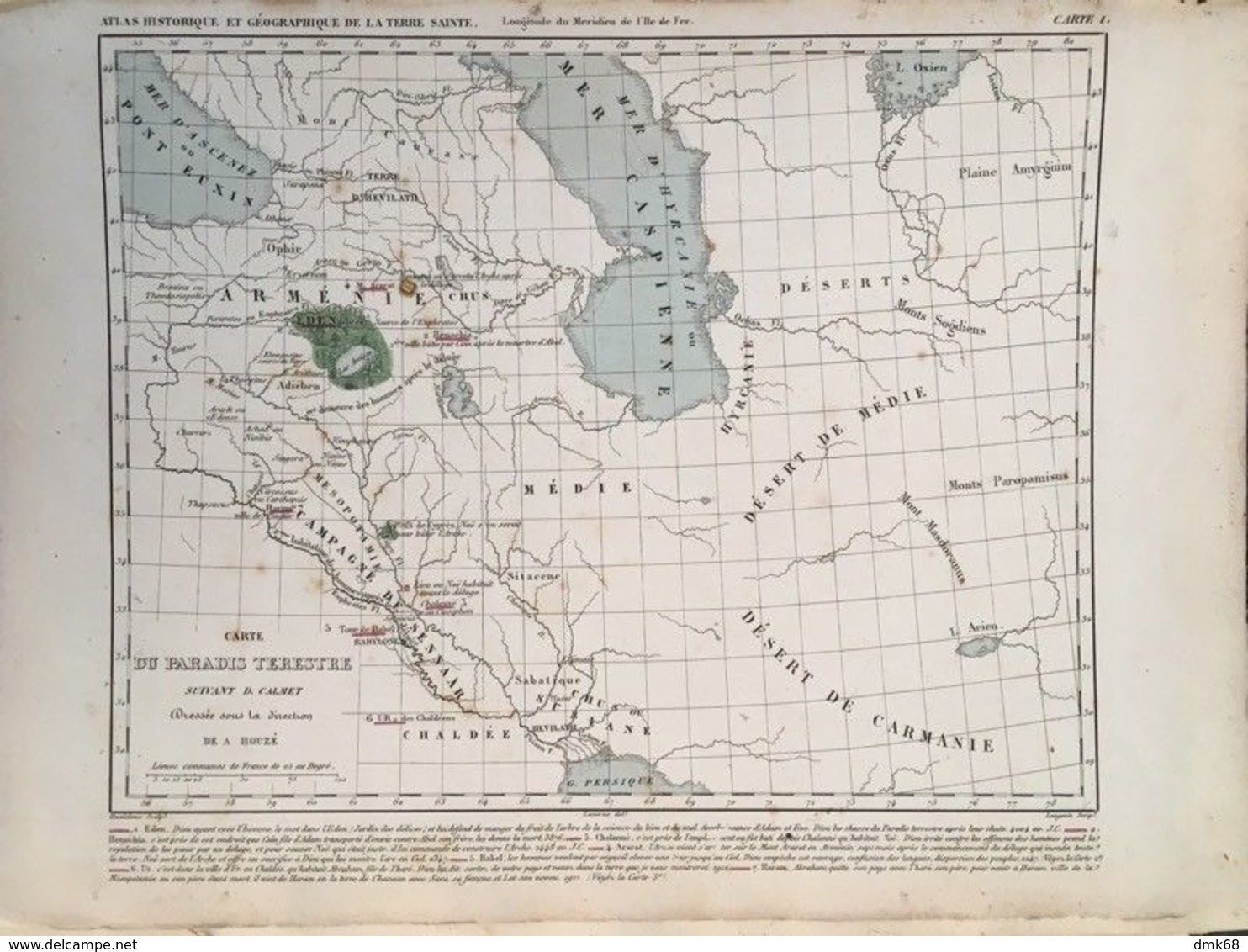 1849 HOUZE MAP OF THE EARTHLY PARADISE / ARMENIA - Geographische Kaarten
