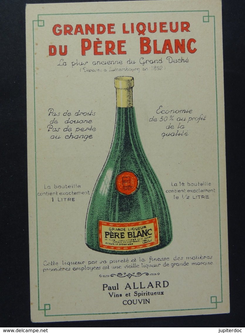Grande Liqueur De Père Blanc La Plus Ancienne Du Grand-Duché Paul Allard Couvin Vins Et Spiritueux - Publicité