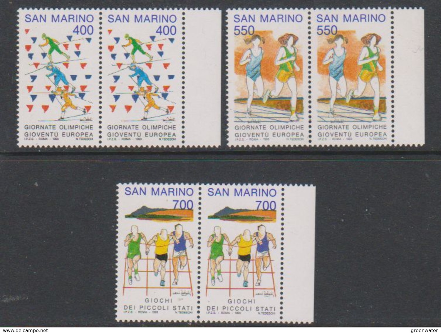 San Marino 1993 Mediterranean Games 3v (pair) ** Mnh (39539) - Europese Gedachte
