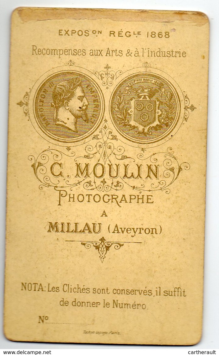 Photo CDV - Un Jeune Curé - Photo Moulin à Millau - Origine Du Sud Aveyron ( Vers Saint Affrique ) - Alte (vor 1900)