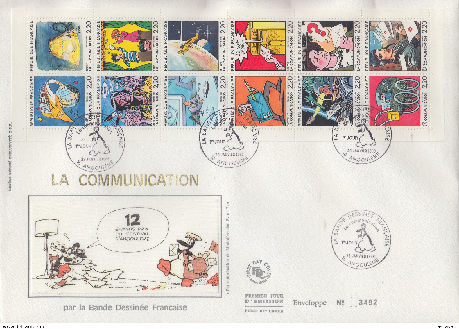 Enveloppe  FDC  Grand  Format  1er  Jour   FRANCE   Bande  Carnet   LA  COMMUNICATION   1988 - 1980-1989