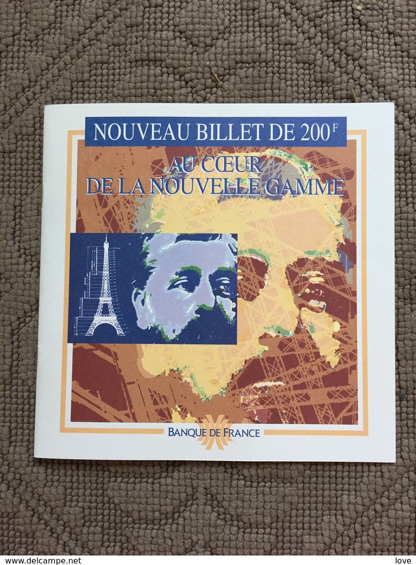 FRANCE: N°75 200 F Eiffel: Documentation De La Banque De France Sur Ce Billet Plastifié. - 200 F 1995-1999 ''Eiffel''