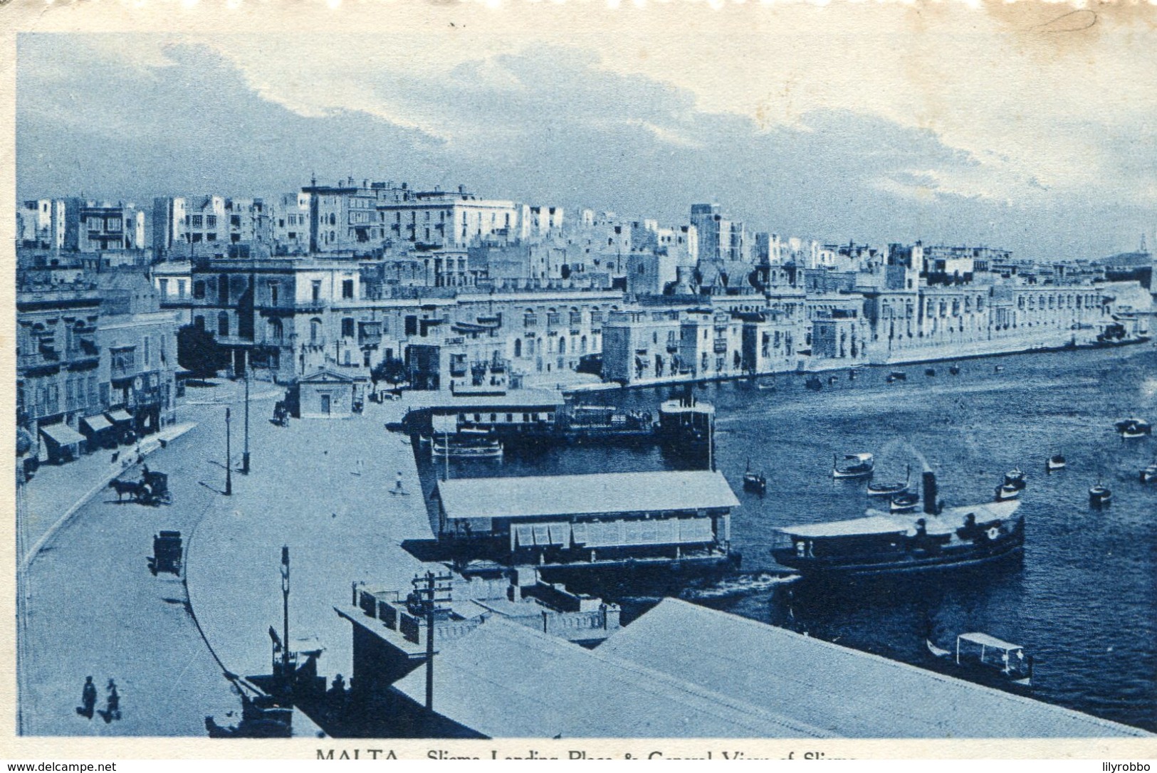 MALTA - Sliema Landing Place & Ceneral View -  1937 VG Postmark Etc - Malta