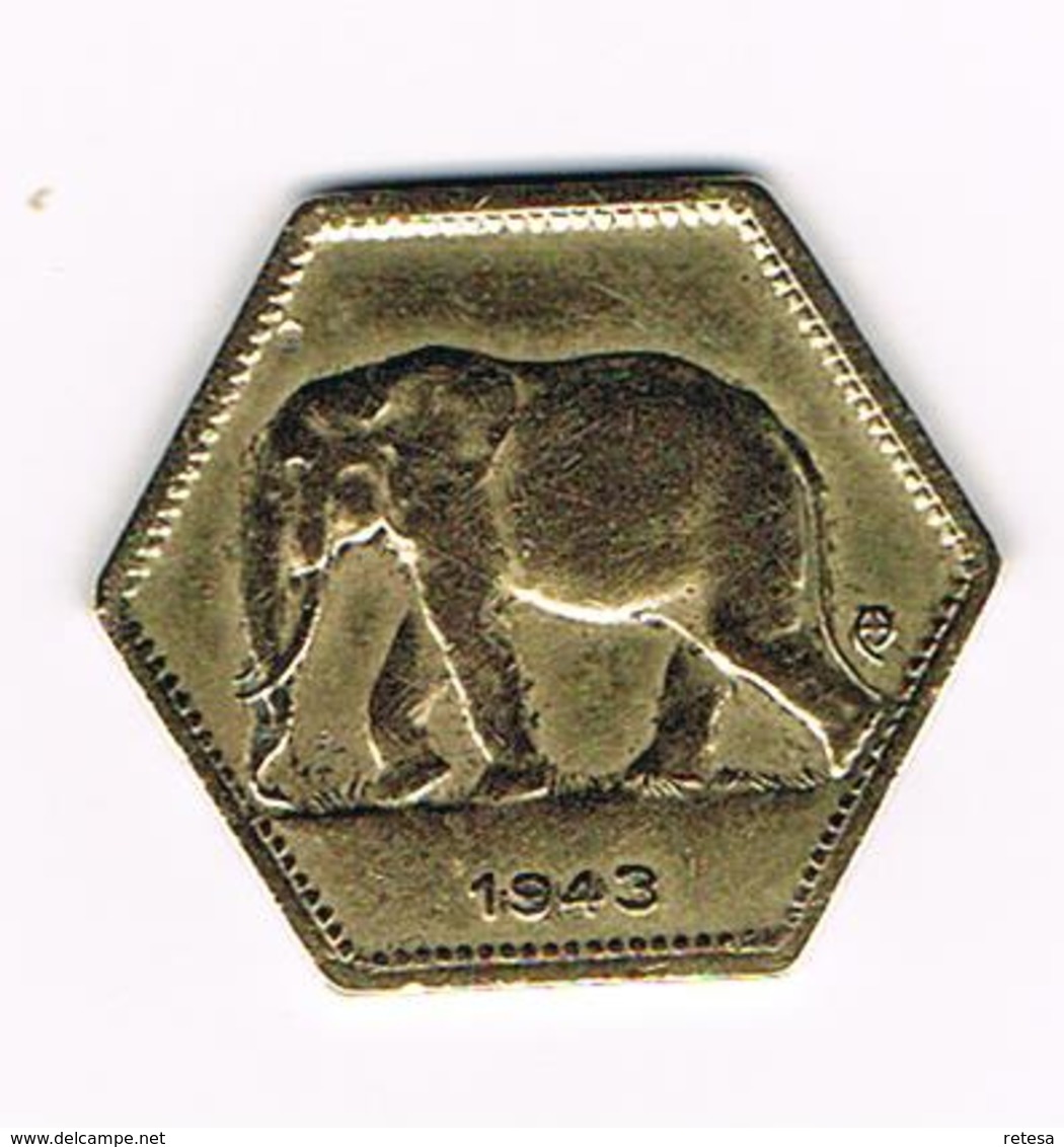 -&  BELGISCH CONGO - CONGO  BELGE  2 FRANCS  LEOPOLD III   1943 - 1934-1945: Leopold III