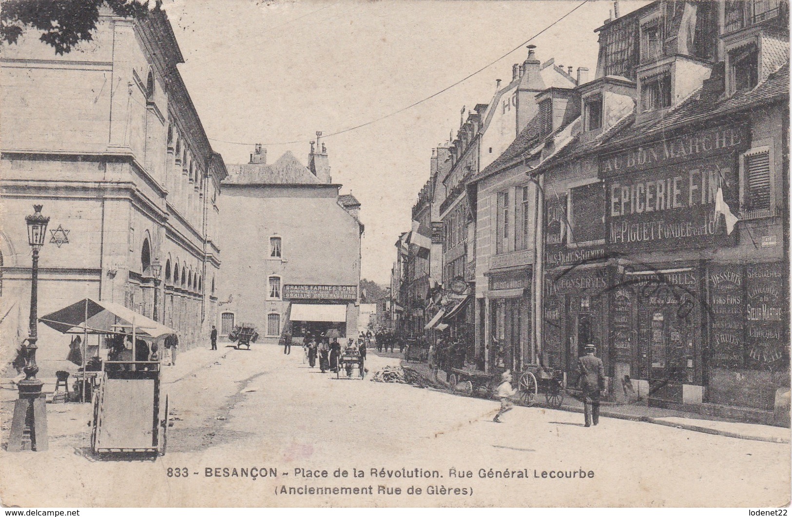 CPA  25  BESANCON  Place De La Révolution  RueGénéral Lecourbe  Cachet Pub AR - Besancon