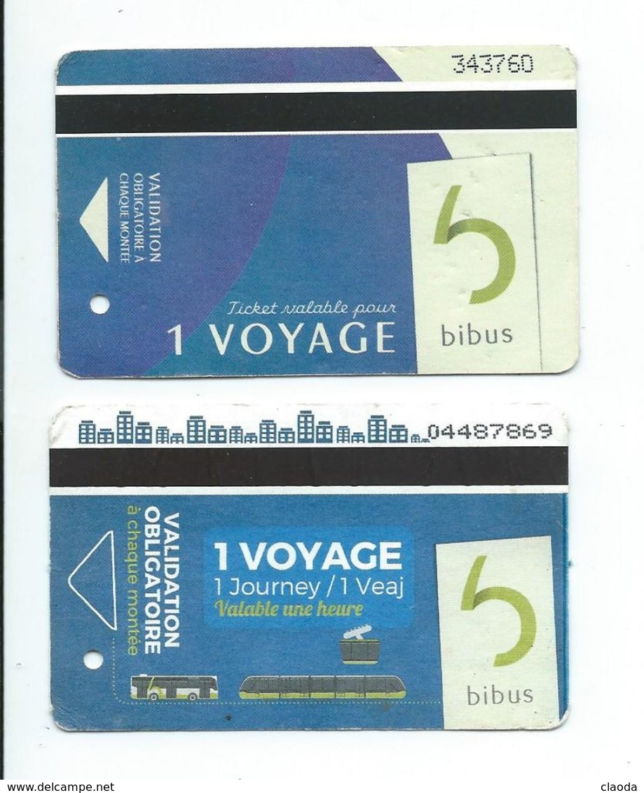 161 T - 2 TICKETS BREST BIBUS - 1 ANCIEN + 1 NOUVEAU (TICKET BLEU 1 VOYAGE) - Europe