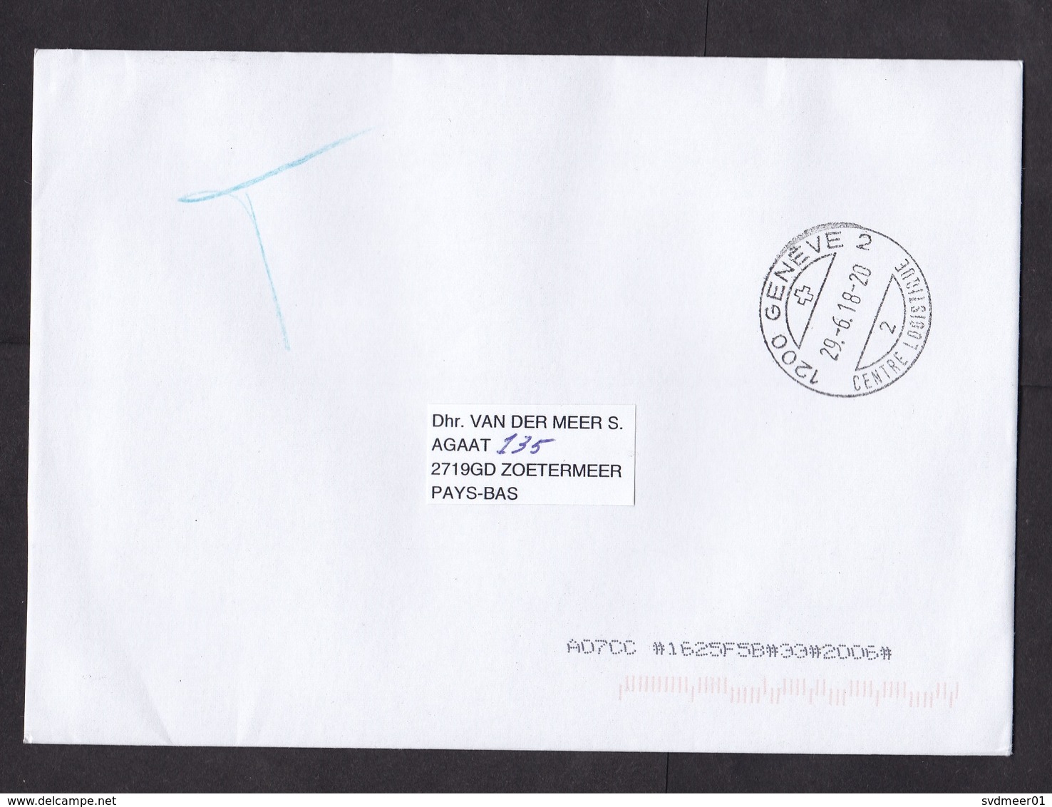 Switzerland: Cover To Netherlands, 2018, No Stamp, Postage Due, Taxed, To Pay (traces Of Use) - Brieven En Documenten