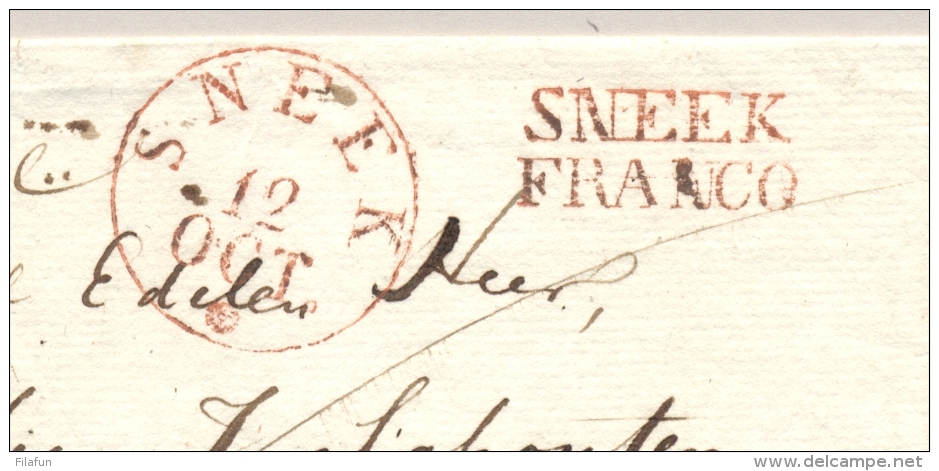 Nederland - 1829 - SNEEK En SNEEK/FRANCO Op Omslagje Naar DORDRECHT - ...-1852 Voorlopers