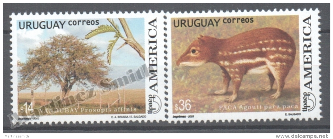 Uruguay 2003 Yvert 2124-25, America UPAEP, Fauna &amp; Flora - MNH - Uruguay