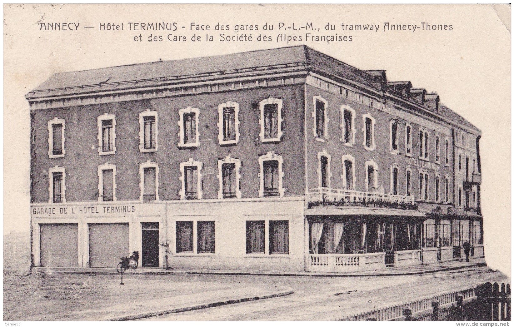 Annecy Hôtel Terminus Circulée En 1927 Avce Ambulant De Annecy à Aix-les-Bains - Annecy