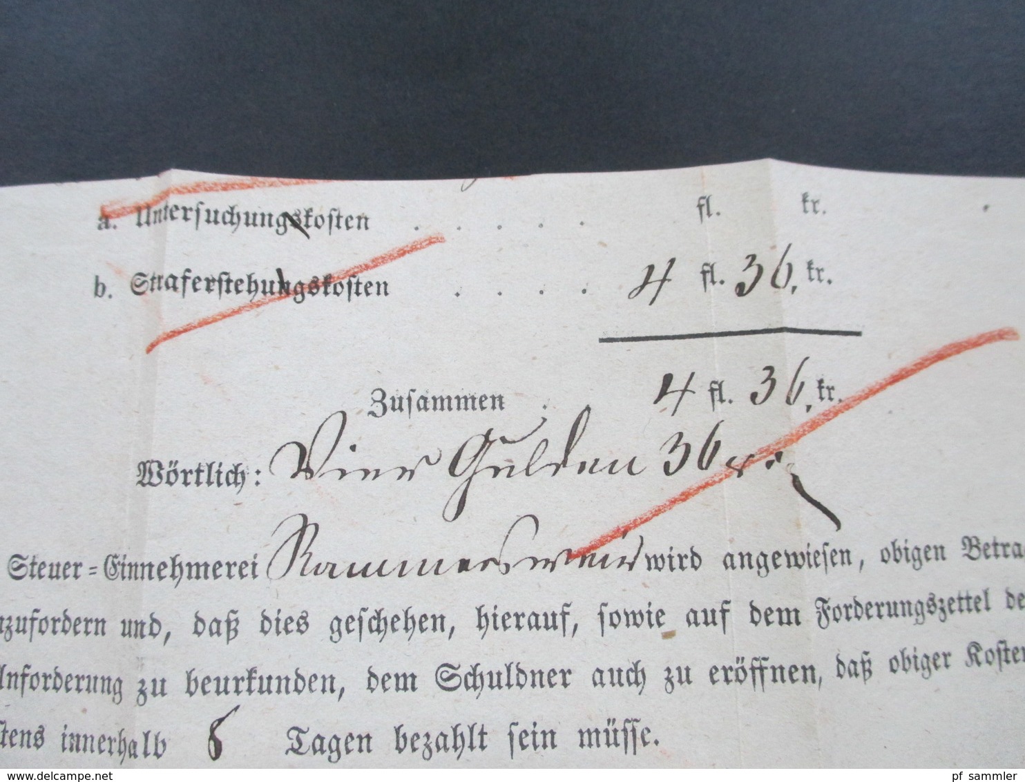 AD / Vorphila 1863 Spatelstempel Offenburg Steuerbescheid / Steuereintreibung - Briefe U. Dokumente