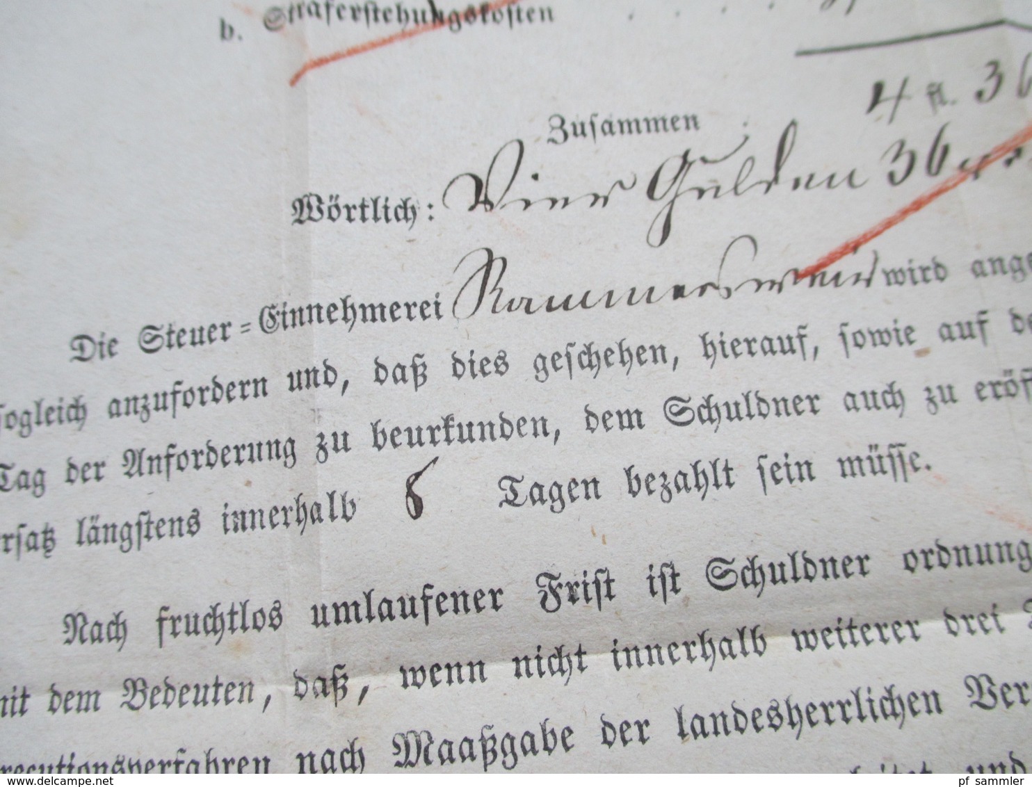 AD / Vorphila 1863 Spatelstempel Offenburg Steuerbescheid / Steuereintreibung