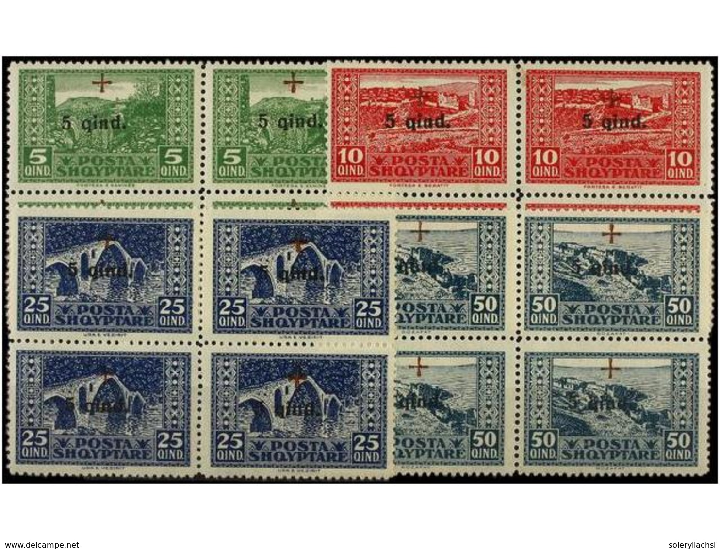 3 ** ALBANIA. Mi.96/99 (4). 1924. SERIE COMPLETA En Bloques De Cuatro. LUJO. Cat. 400?. - Other & Unclassified