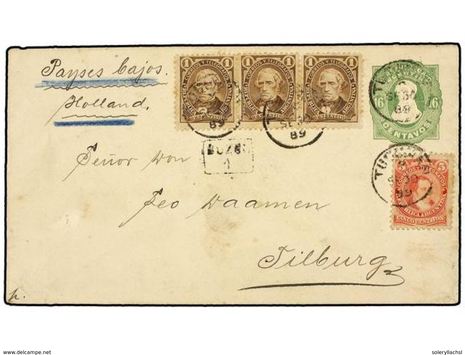 59 ARGENTINA. 1899. TUCUMAN A HOLANDA. Entero Postal De <B>16 Ctvos.</B> Verde Con Franqueo Adicional De <B>1 Ctvo.</B>  - Sonstige & Ohne Zuordnung