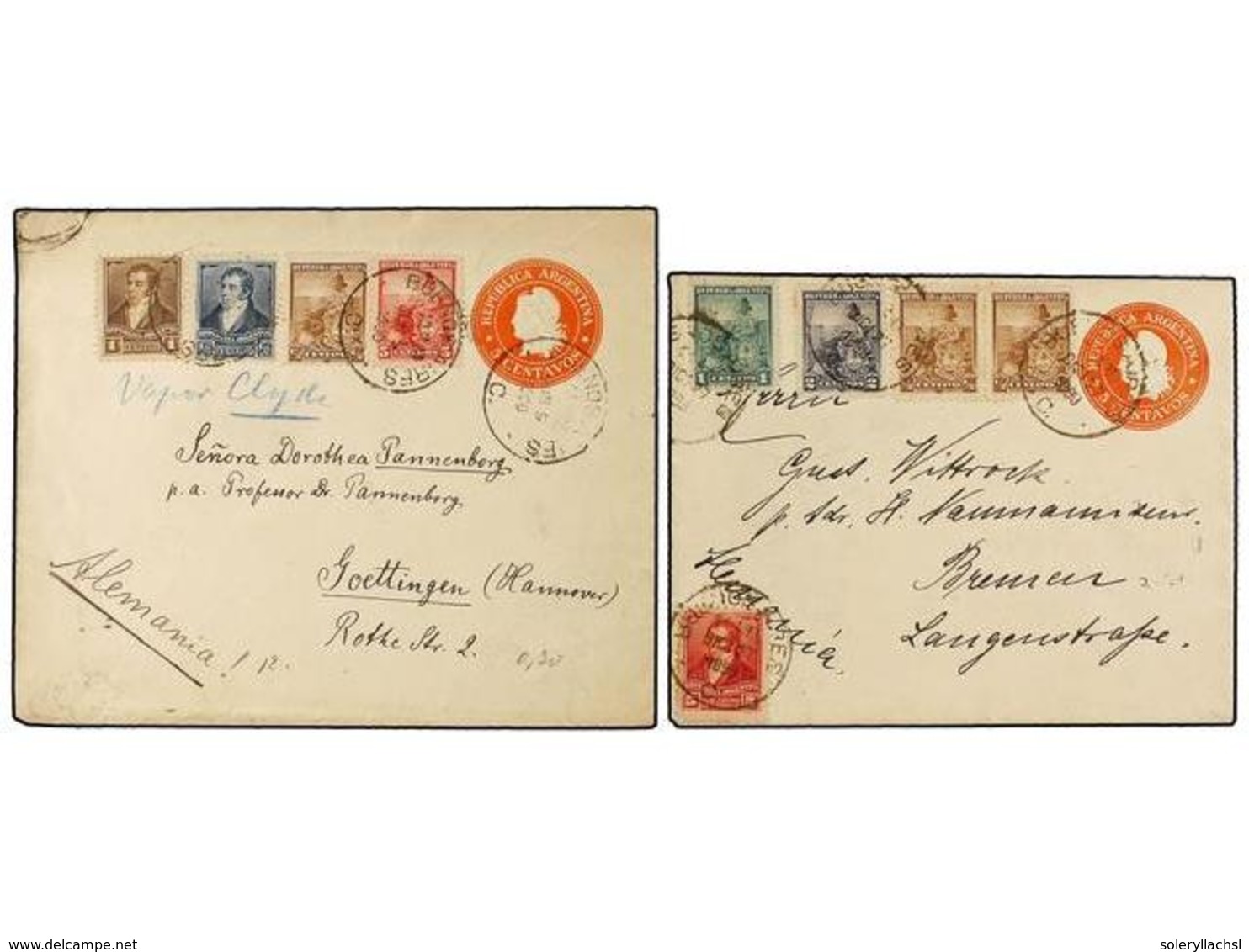 60 ARGENTINA. 1899-1900. Dos Sobres Circulados A ALEMANIA. Preciosos Franqueos. - Other & Unclassified