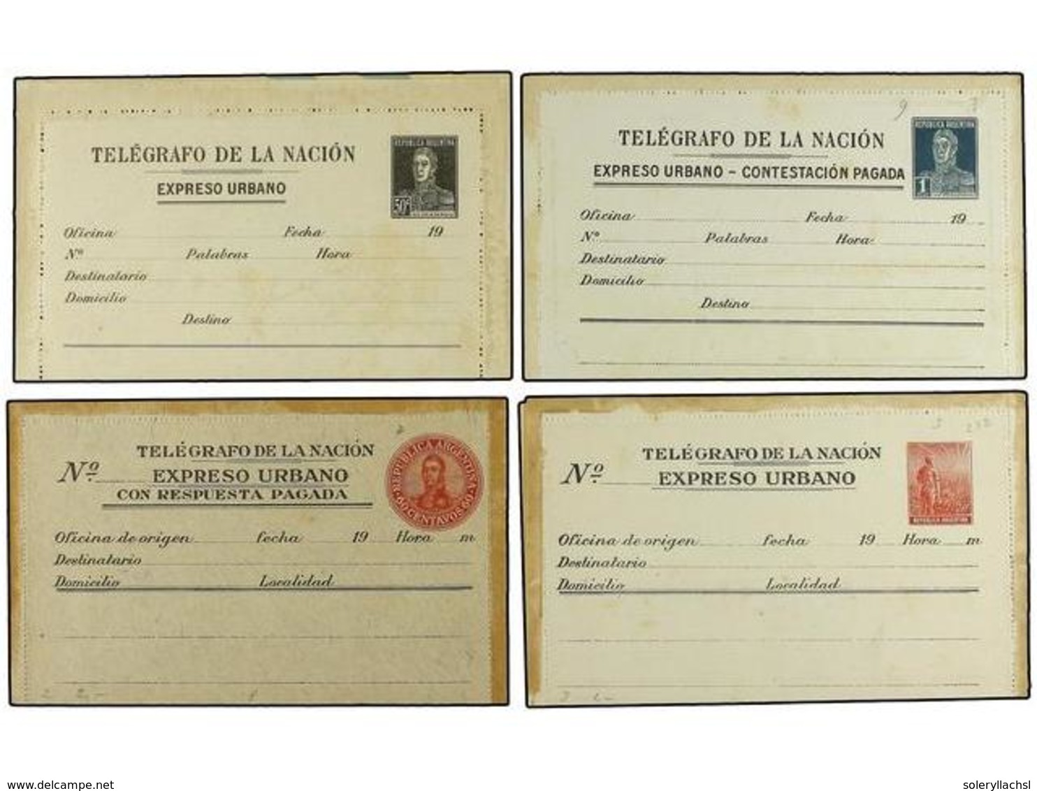 64 ARGENTINA. <B>ENTEROS POSTALES. TELÉGRAFO DE LA NACIÓN. EXPRESO URBANO</B>. 4 Enteros En Nuevo De <B>30 Ctvos.</B> Ca - Sonstige & Ohne Zuordnung