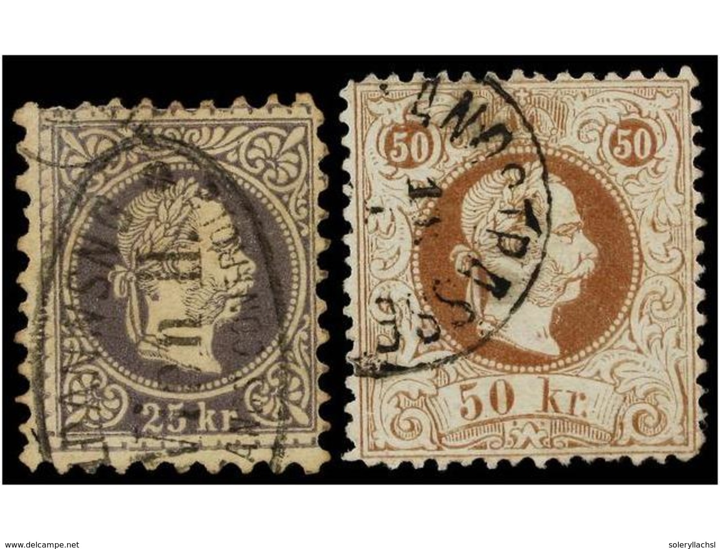 71 ° AUSTRIA. Mi.40/41II. 1867. <B>25 Kr.</B> Lilac And <B>50 Kr.</B> Brown. Fine Used. Michel.420?. - Sonstige & Ohne Zuordnung