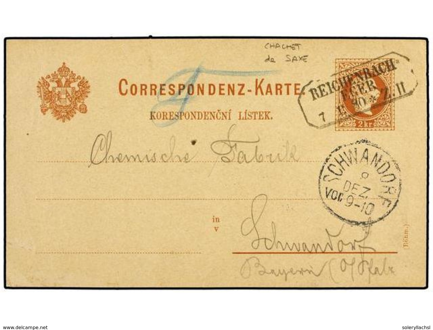 108 AUSTRIA. 1880 (Dec 7). <B>2 Kr.</B> Brown Postal Stationery Card To SCHWANDORF Cancelled By Complete And Fine Framed - Other & Unclassified