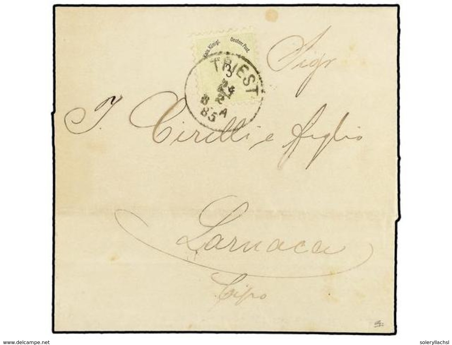 116 AUSTRIA. 1885 (Feb 24). Entire Letter At Printed Matter Rate To CYPRUS Bearing 1883 <B>3kr.</B> Green Tied By <B>TRI - Other & Unclassified