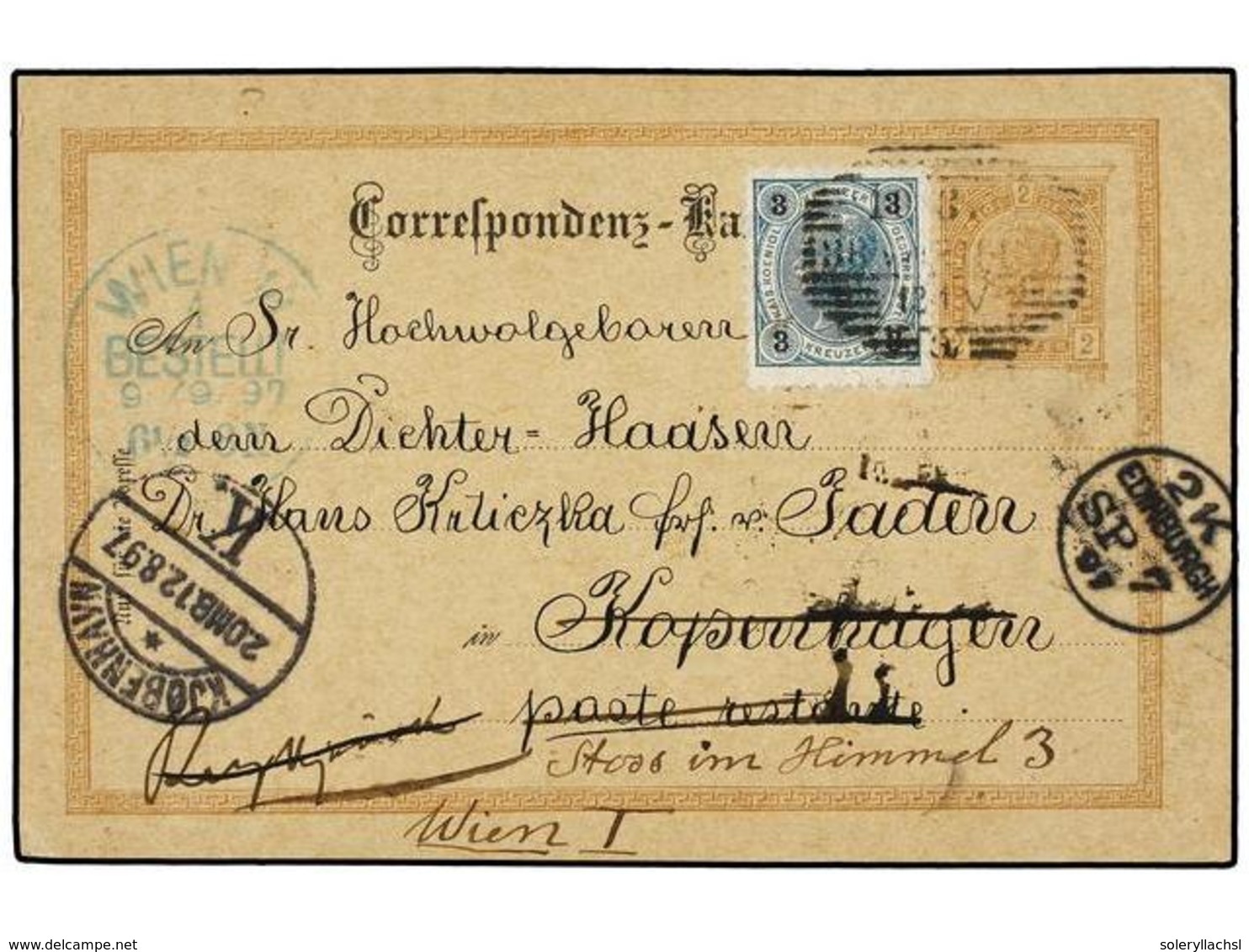 120 AUSTRIA. 1897. HINTZING To COPENHAGEN Redirected To REYKJAVIK And Returned To VIENA. Postal Stationary Card Updated  - Other & Unclassified