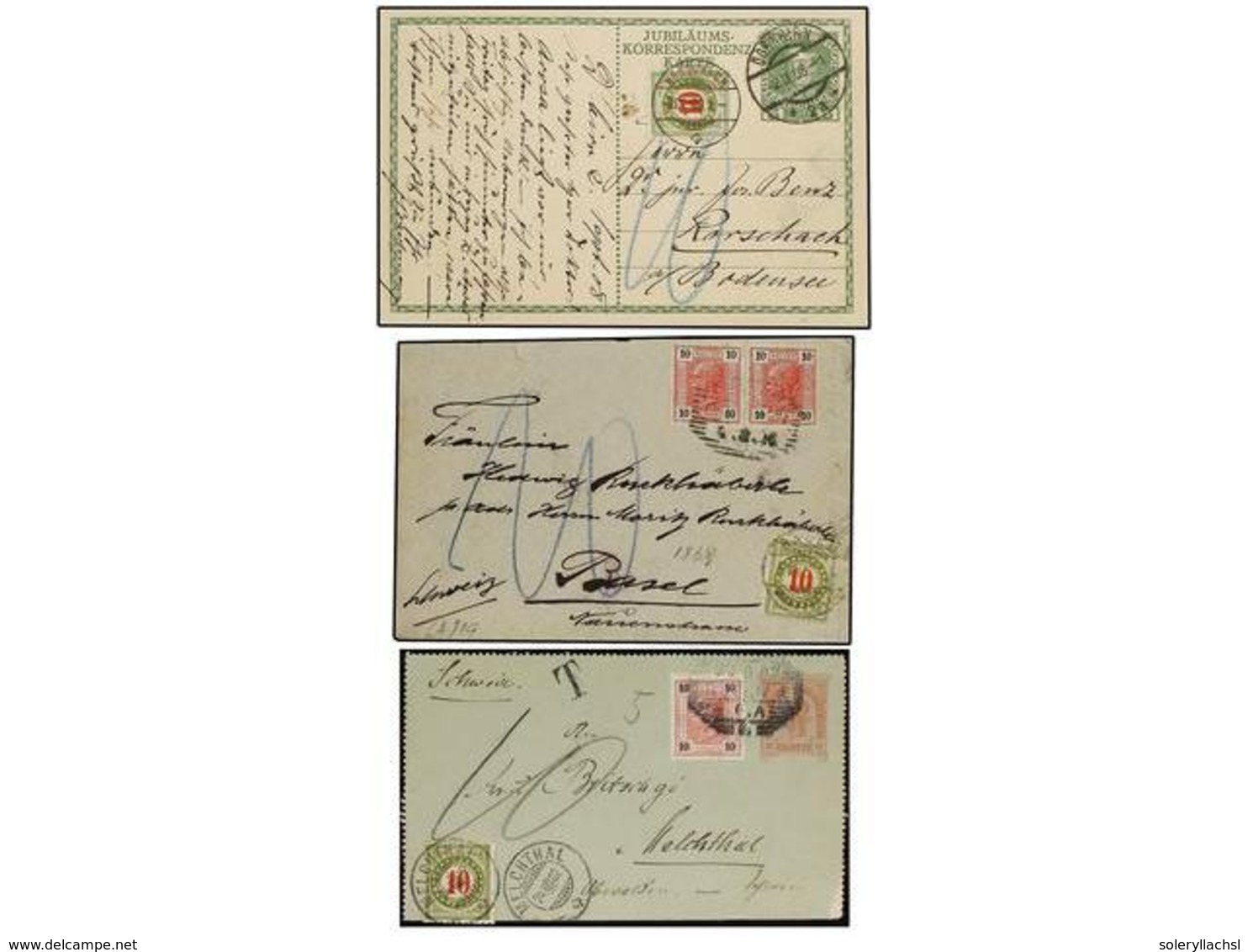 124 AUSTRIA. 1902-08. 3 Covers And Cards With Swiss Postage Due Stamps. - Sonstige & Ohne Zuordnung