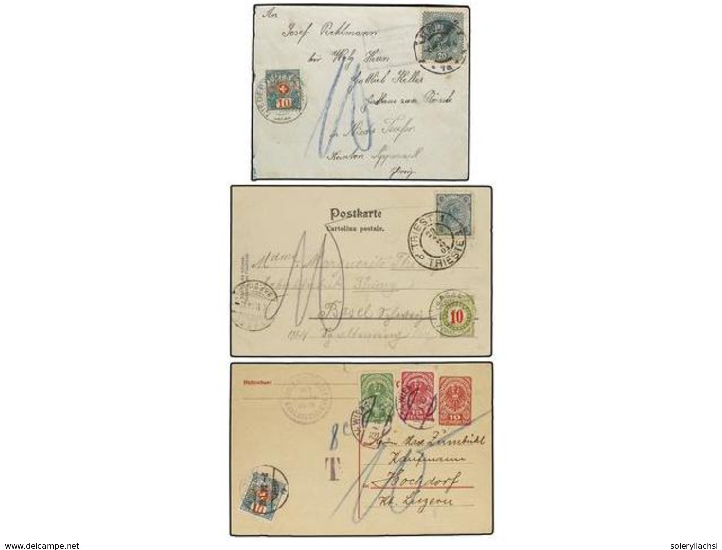 125 AUSTRIA. 1904-20. 7 Covers And Cards With Swiss Postage Due Stamps. - Other & Unclassified