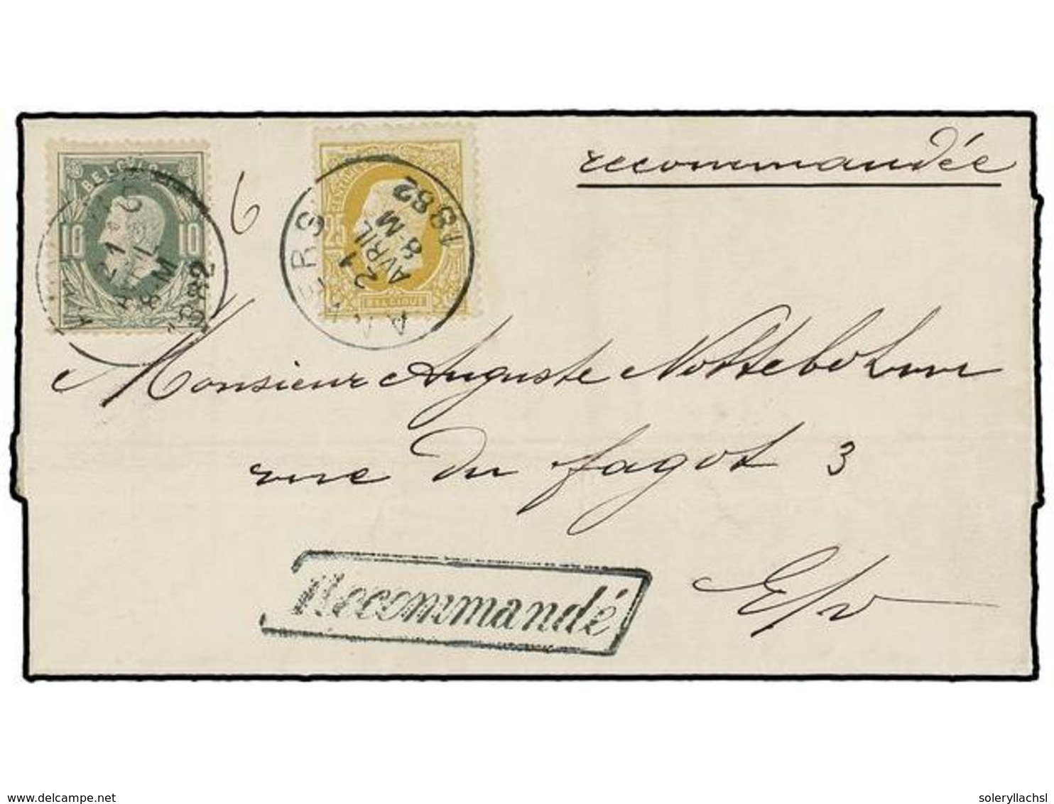 222 BELGICA. Of.30, 32. 1882. ANVERS Internal Mail. Folded Letter Franked With <B>10 Cts.</B> Green And <B>25 Cts.</B> O - Other & Unclassified