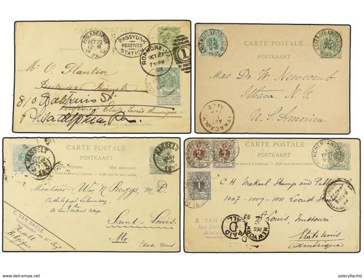 231 BELGICA. 1885-1912. TEN Covers And Cards To USA With Diverse Frankings. - Sonstige & Ohne Zuordnung