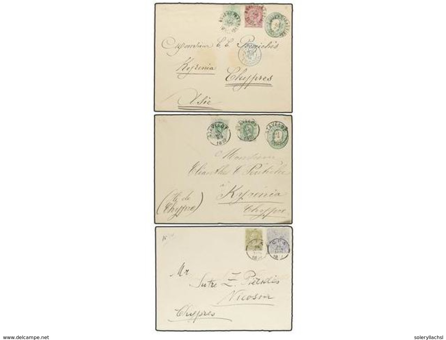 241 BELGICA. 1891-97. THREE Covers To CYPRUS With Diverse Frankings. - Sonstige & Ohne Zuordnung