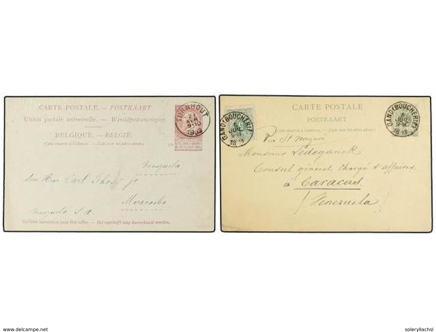 253 BELGICA. 1893-1903. TWO Postal Stationery Cards To VENEZUELA. - Sonstige & Ohne Zuordnung