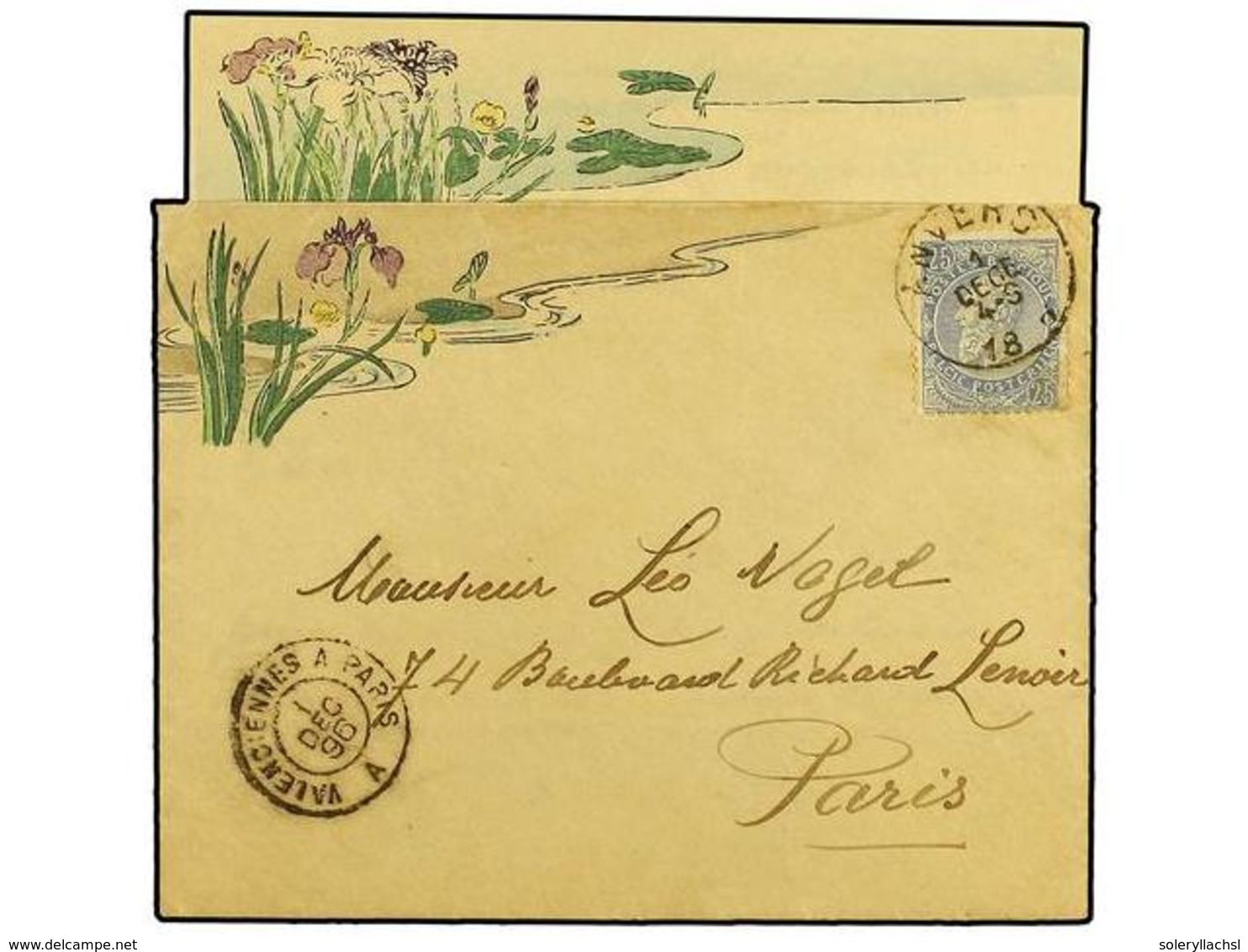 261 BELGICA. 1896 (Dec 1). Cover And Full Original Contents Used To PARIS, Both Envelope And Stationery Showing Superb H - Sonstige & Ohne Zuordnung