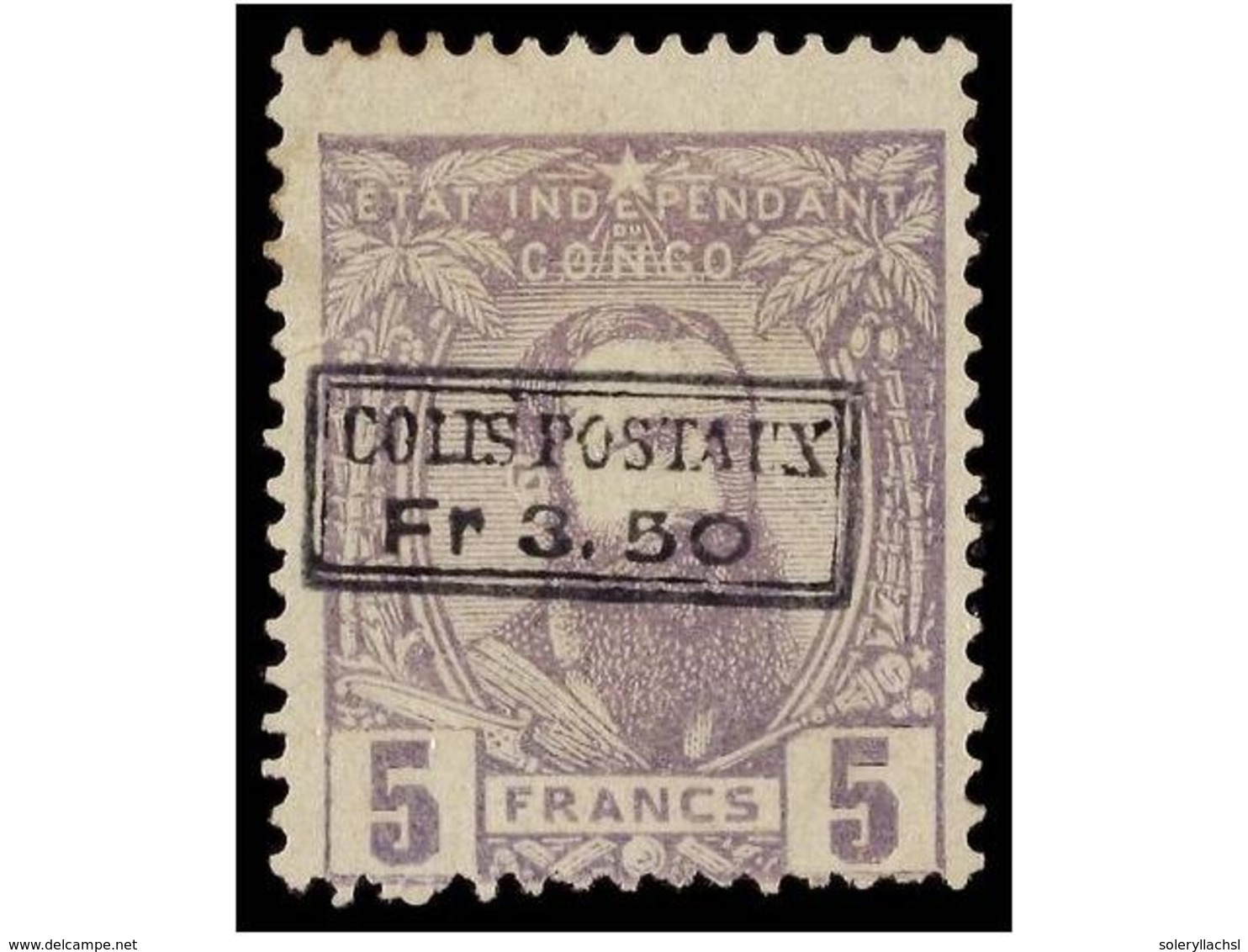 314 (*) CONGO BELGA. Yv.PP-4. <B>3,50 Fr. S. 5 Fr.</B> Lila <B>SOBRECARGA EN COLOR VIOLETA NEGRO.</B> Sin Goma Y Pequeño - Other & Unclassified